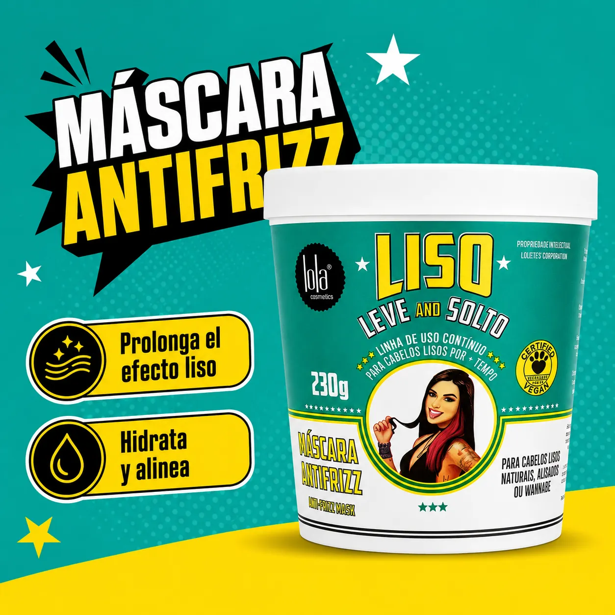 Máscara Antifrizz Lola Cosmetics Liso Leve e Solto (230gr)