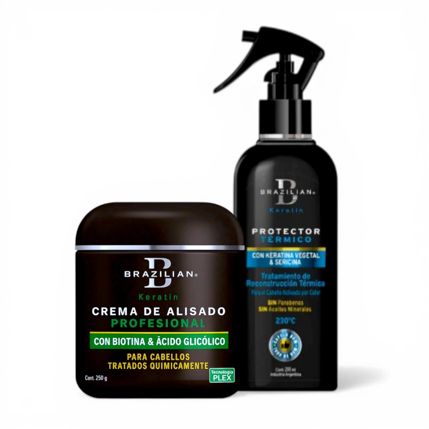 Alisado sin Formol Brazilian Keratin con Biotina (250 g) + Protector Termico (200 ml)