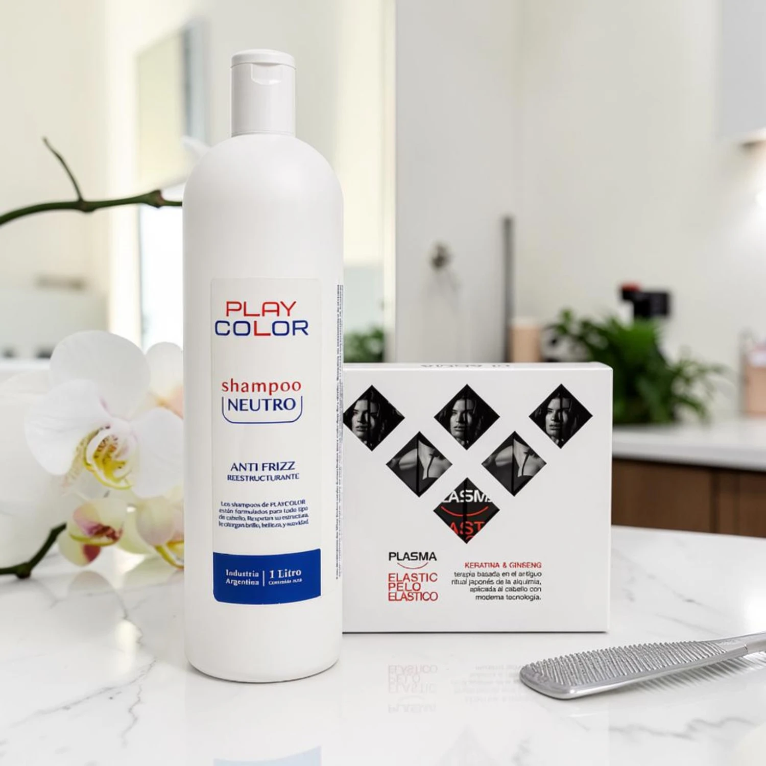 Tratamiento Elastic Plasma 1 y 2 (6 unidades) + Shampoo Neutro Play Color (1L) 02