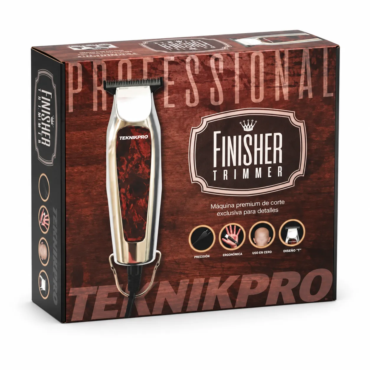 Máquina Trimmer Teknikpro Finisher Profesional con Cable – Patillera de Precisión y Cuchilla T 09