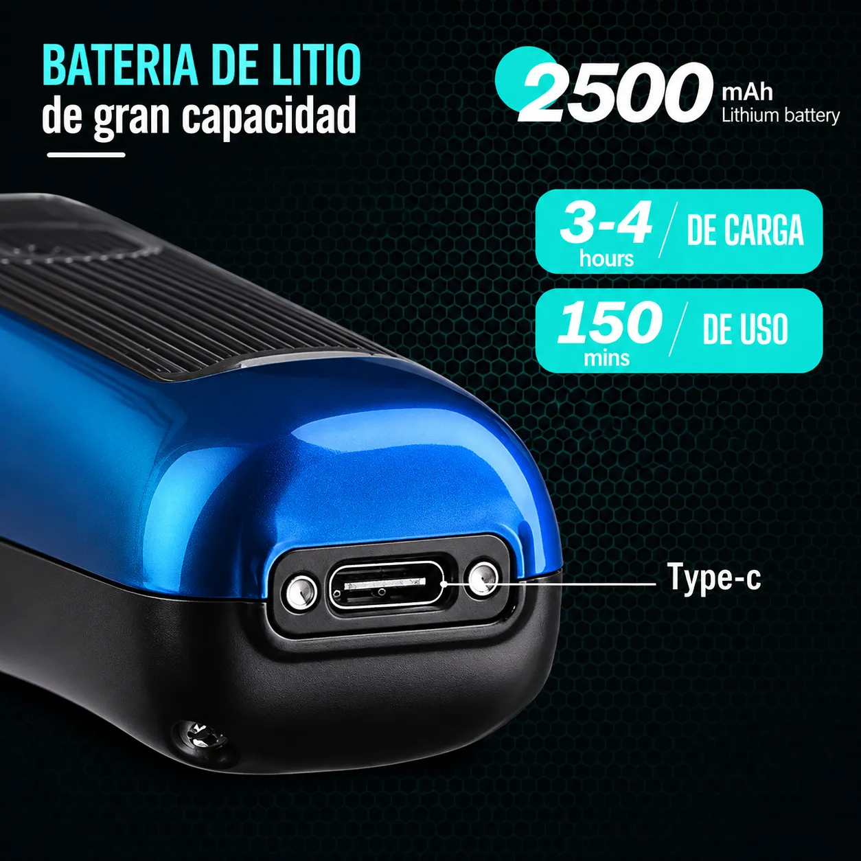 Máquina Trimmer Wmark NG-XT1 Polar 10.000 RPM – Patillera Profesional Inalámbrica con Cuchilla T 05