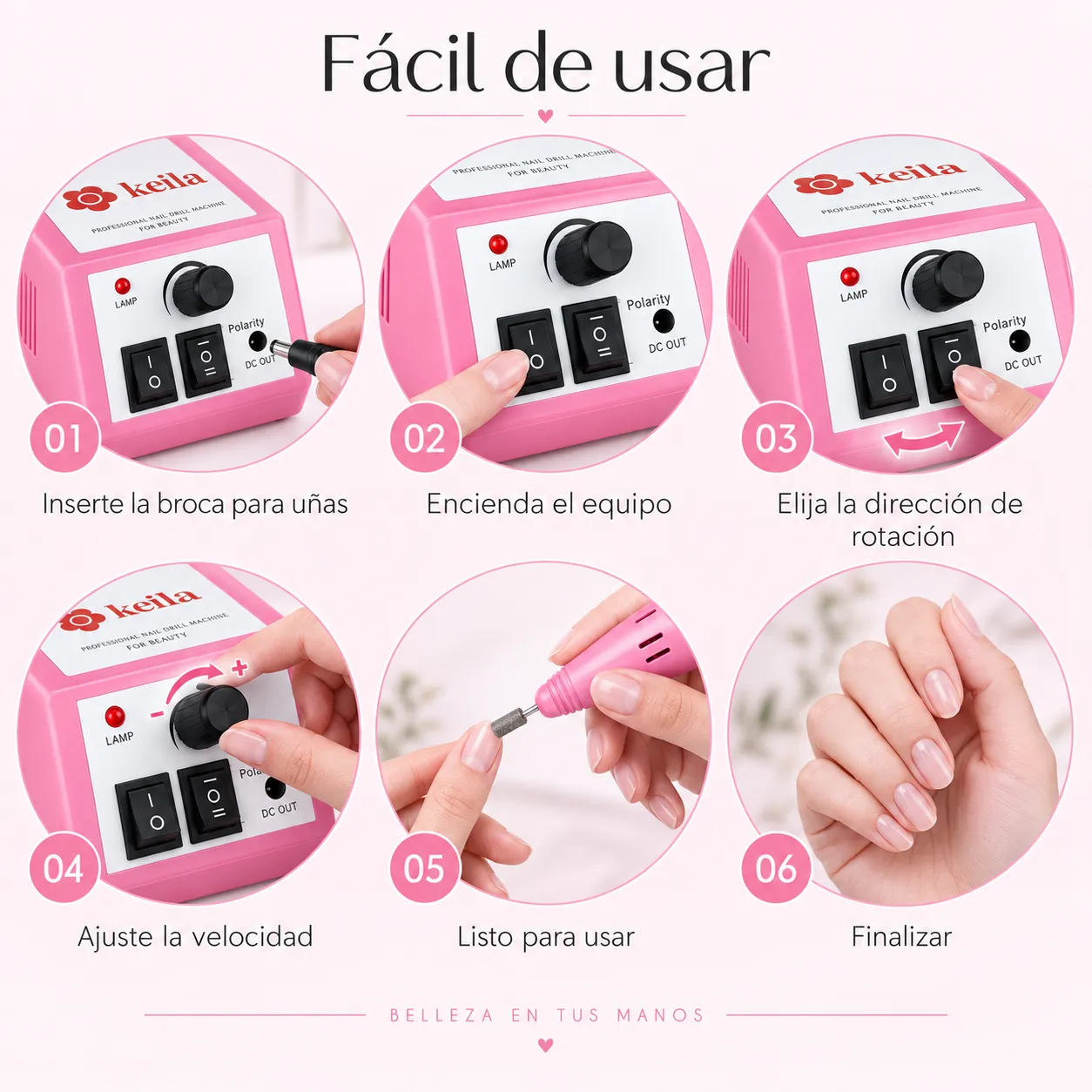 Torno para Uñas Keila 20K Profesional 20.000 RPM - Manicuría y Pedicuría con Velocidad Regulable 07